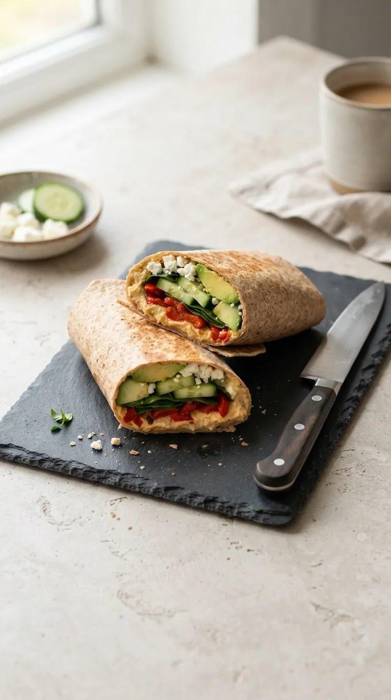 breakfast ideas with no eggs Hummus Breakfast Wrap