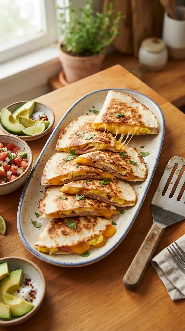 breakfast recipes for beginners Ham Cheese Quesadilla