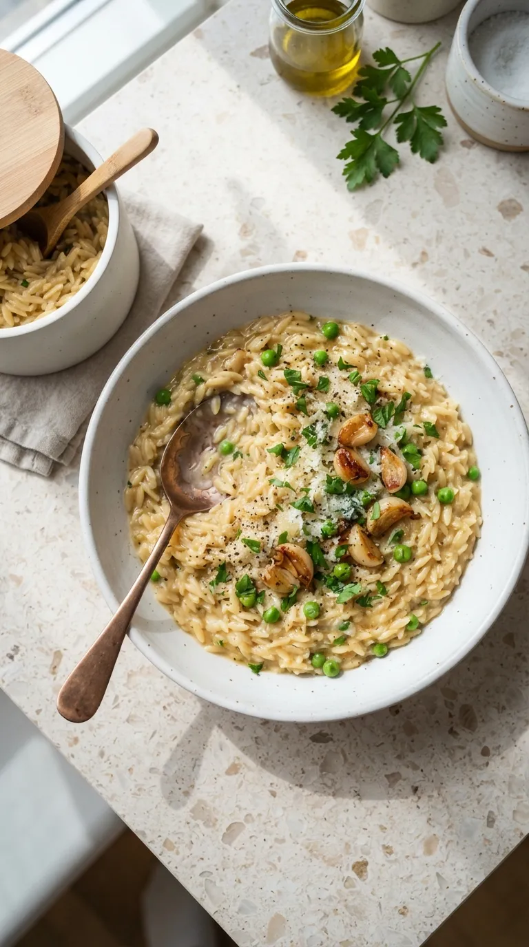 date night dinner recipes at home Creamy Garlic Orzo