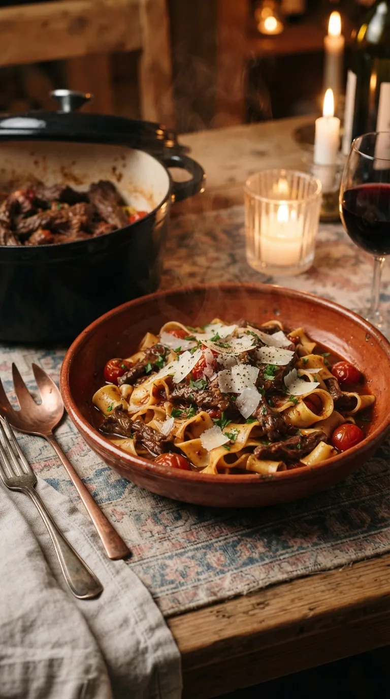 date night dinner recipes at home Red Wine Beef Pasta