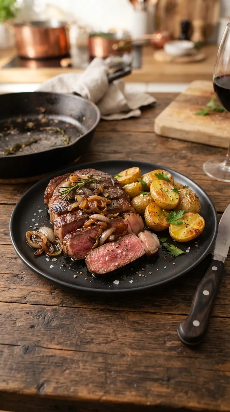 date night dinner recipes at home Seared Steak With Shallots