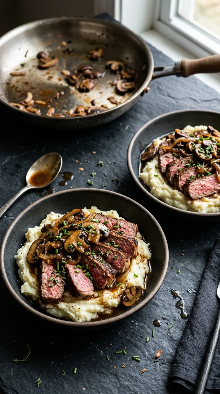 dinner recipes for two people Steak Mushroom Bowls