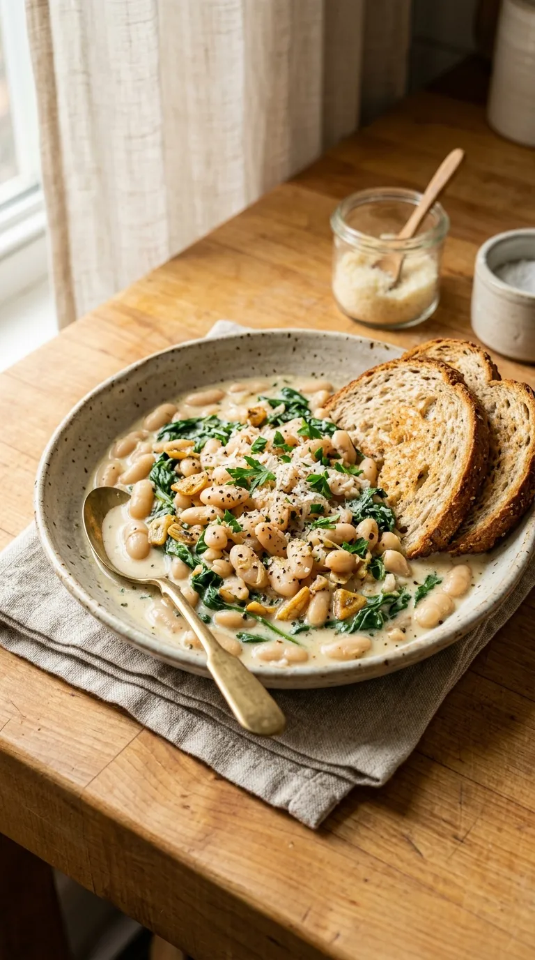 dinner recipes on a budget Creamy Garlic Beans