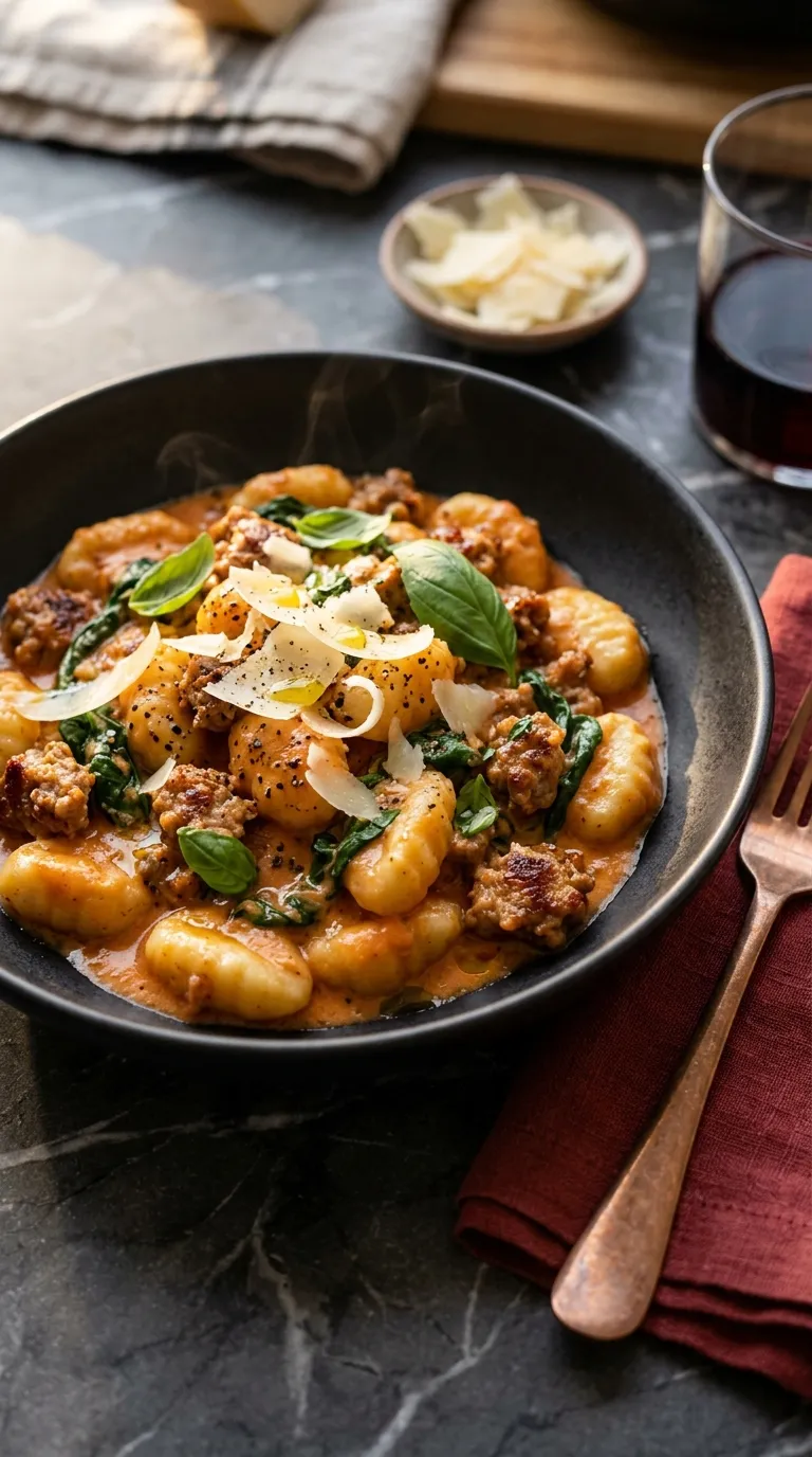 dinner recipes on a budget Creamy Sausage Gnocchi