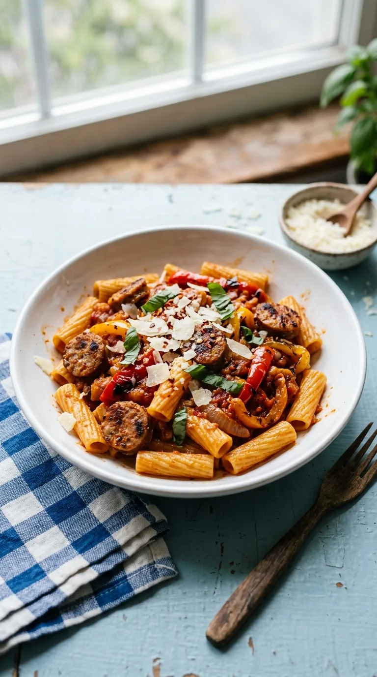 dinner recipes on a budget Sausage Pepper Pasta