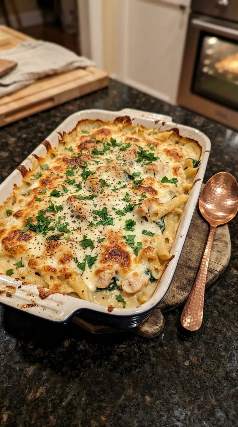 easy dinner recipes for family Chicken Alfredo Bake