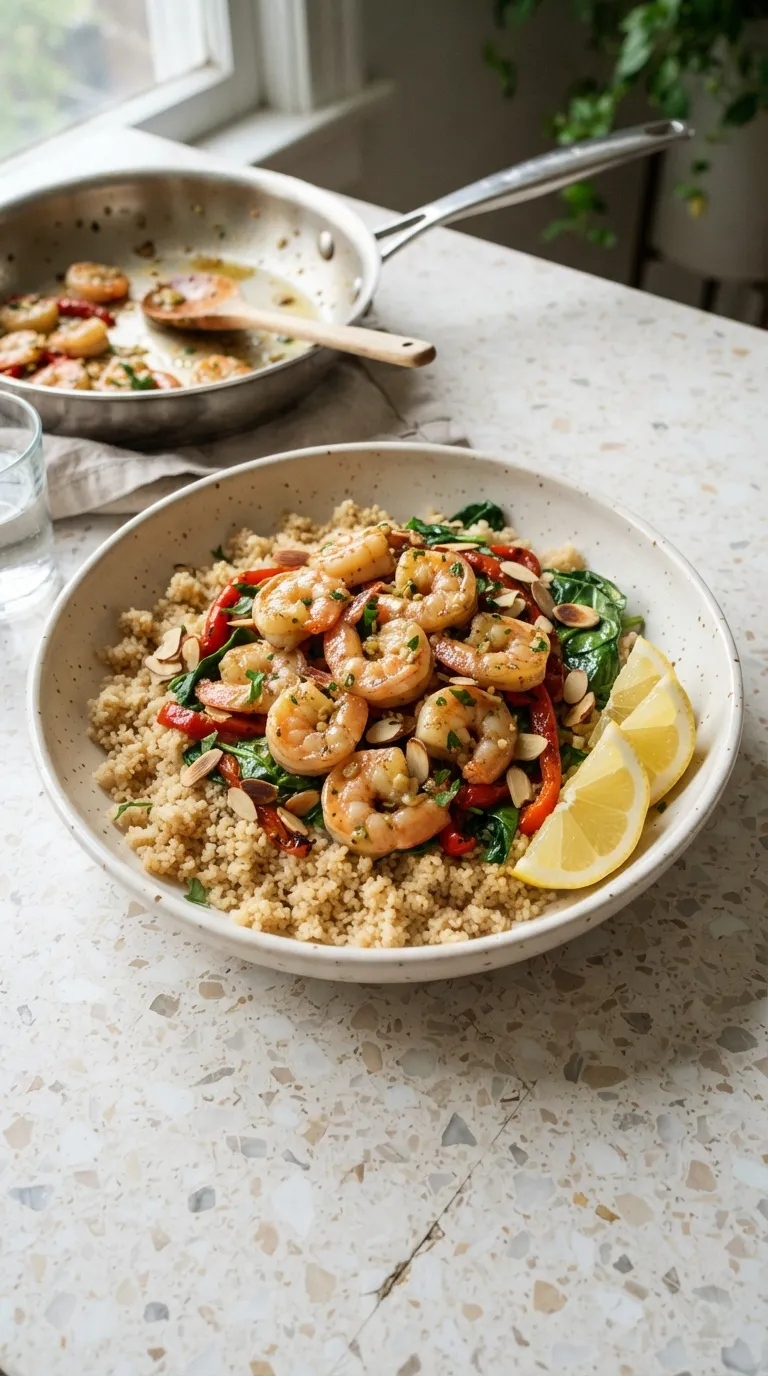 easy healthy meals for busy weeknights Garlic Shrimp Couscous