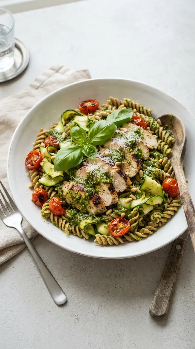 easy healthy meals for busy weeknights Pesto Chicken Pasta