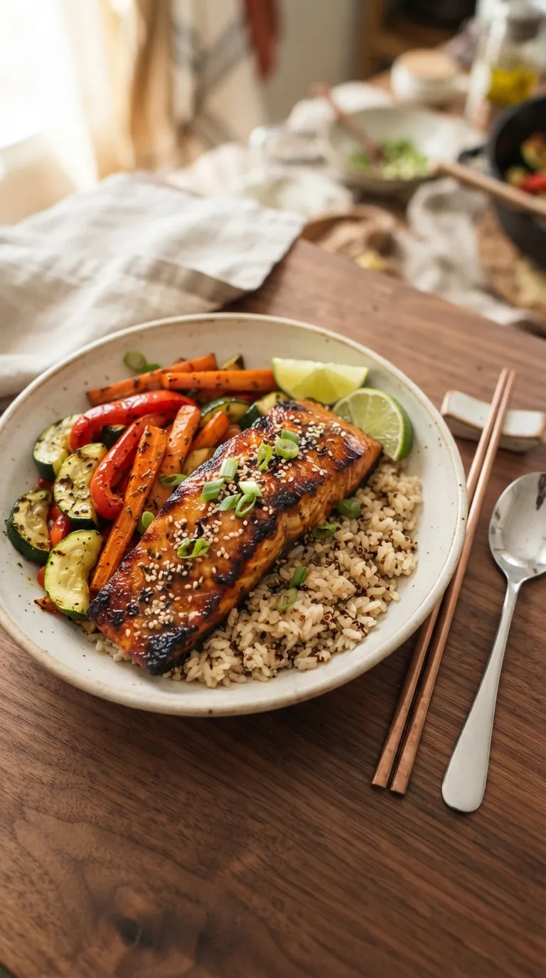easy healthy meals for busy weeknights Salmon Veggie Rice