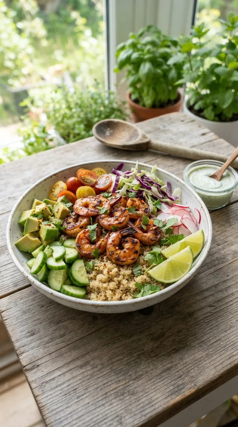 easy healthy meals for busy weeknights Shrimp Quinoa Bowls