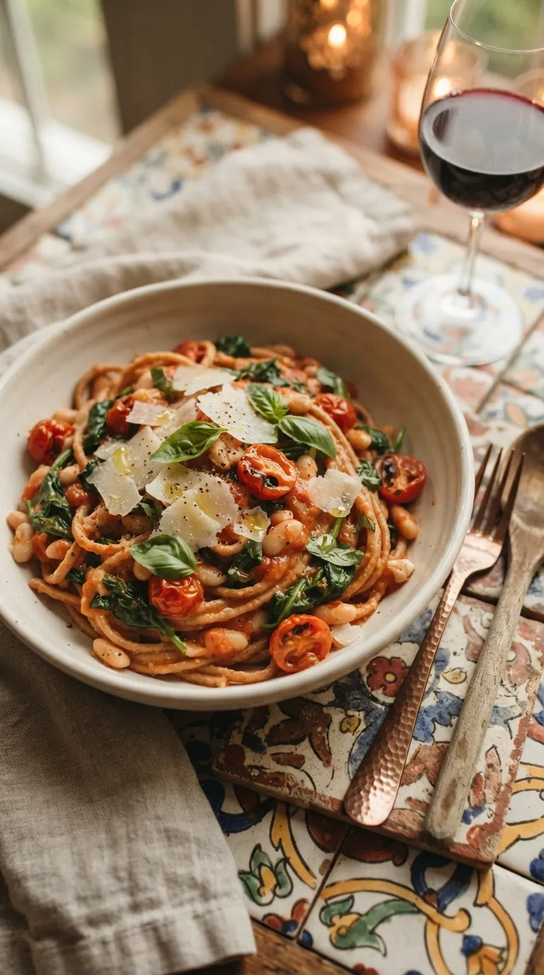 easy healthy meals for busy weeknights Spinach Tomato Pasta