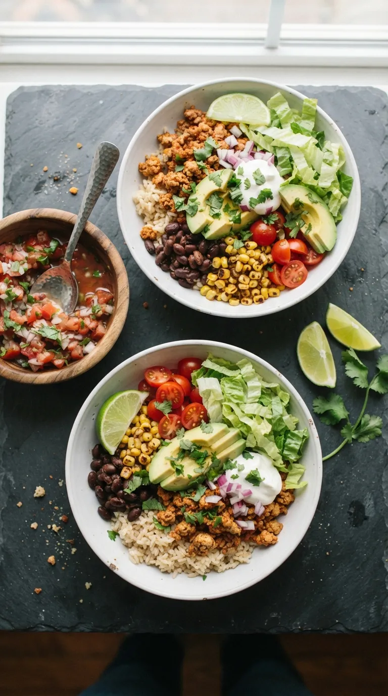 easy healthy meals for busy weeknights Turkey Taco Bowls