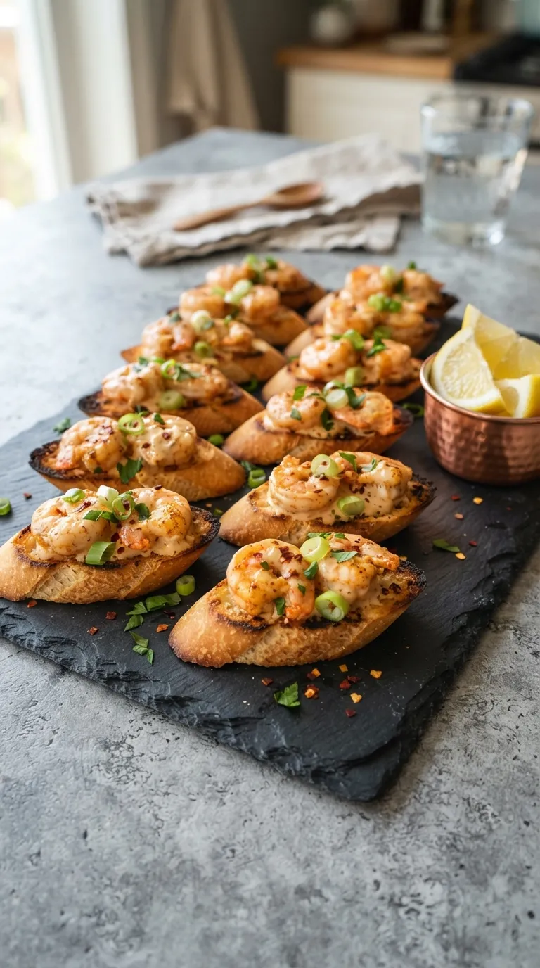 easy spicy snacks for game day Cajun Shrimp Toasts