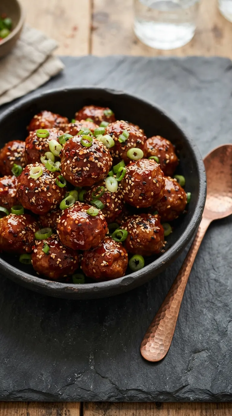 easy spicy snacks for game day Sriracha Honey Meatballs