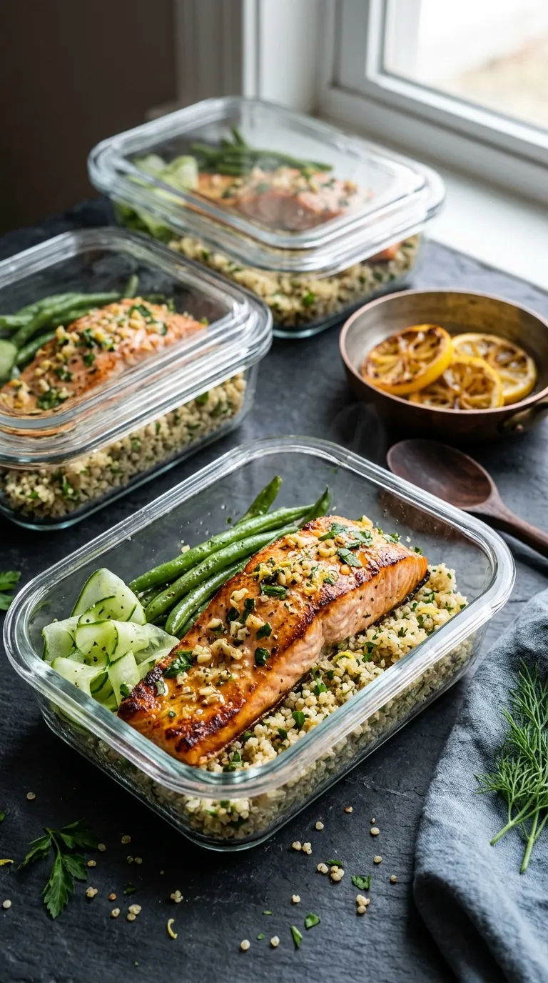 healthy dinner recipes for meal prep Garlic Salmon Boxes