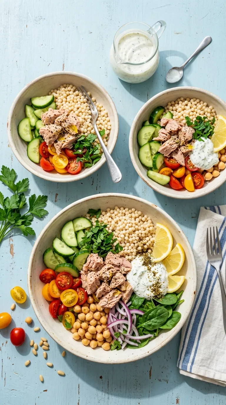 healthy dinner recipes for meal prep Mediterranean Tuna Bowls