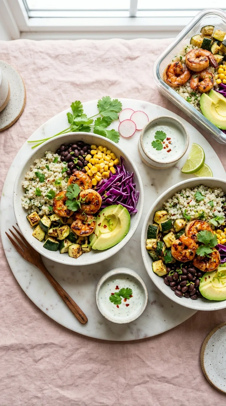healthy dinner recipes for meal prep Shrimp Quinoa Bowls