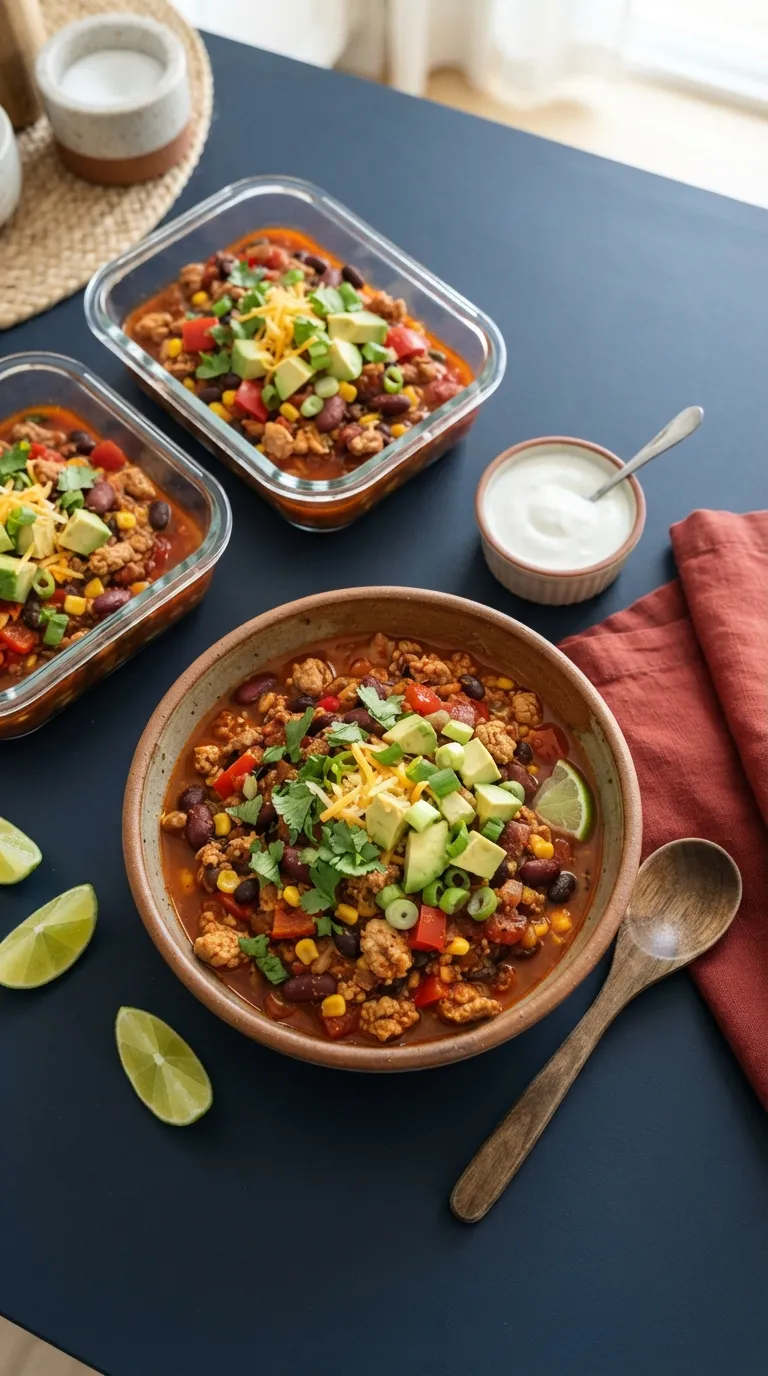 healthy dinner recipes for meal prep Turkey Chili Bowls