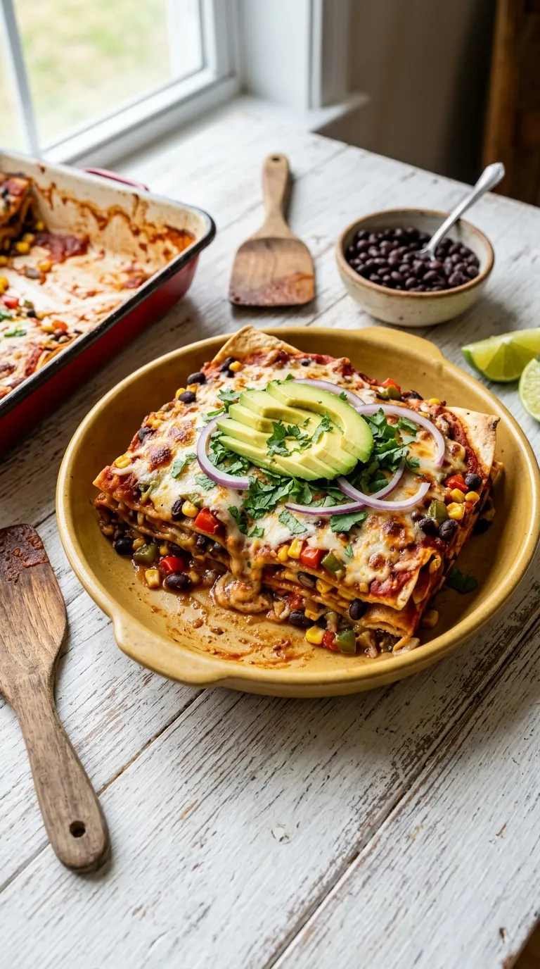 healthy freezer meals for later Black Bean Enchilada Casserole