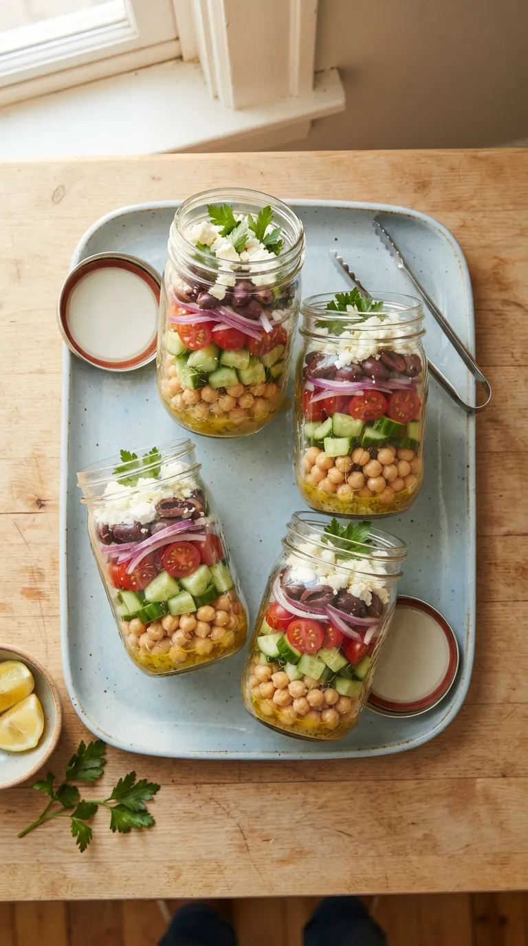 healthy meal prep ideas for the week Greek Chickpea Jars