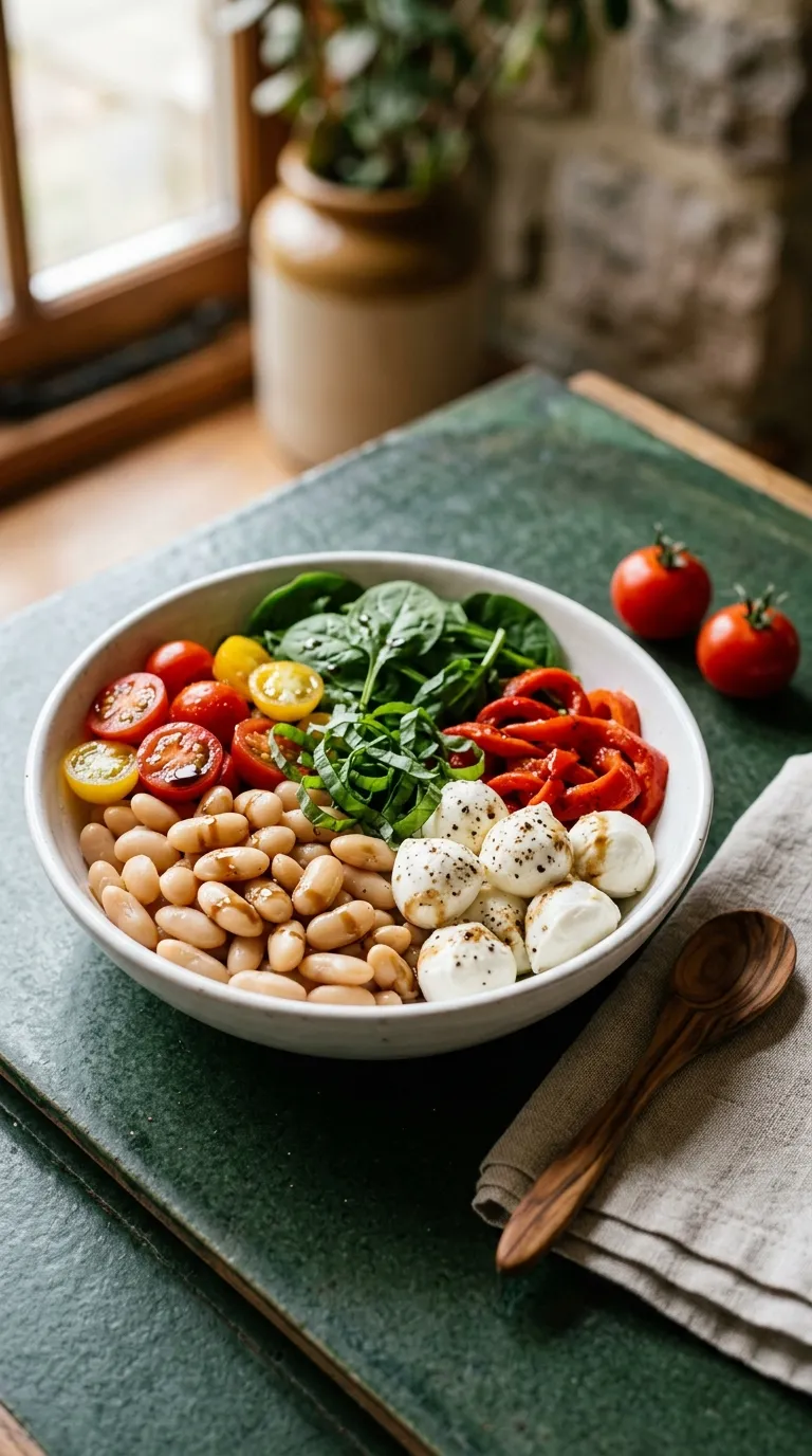 healthy meals for dorm room Caprese Bean Bowl
