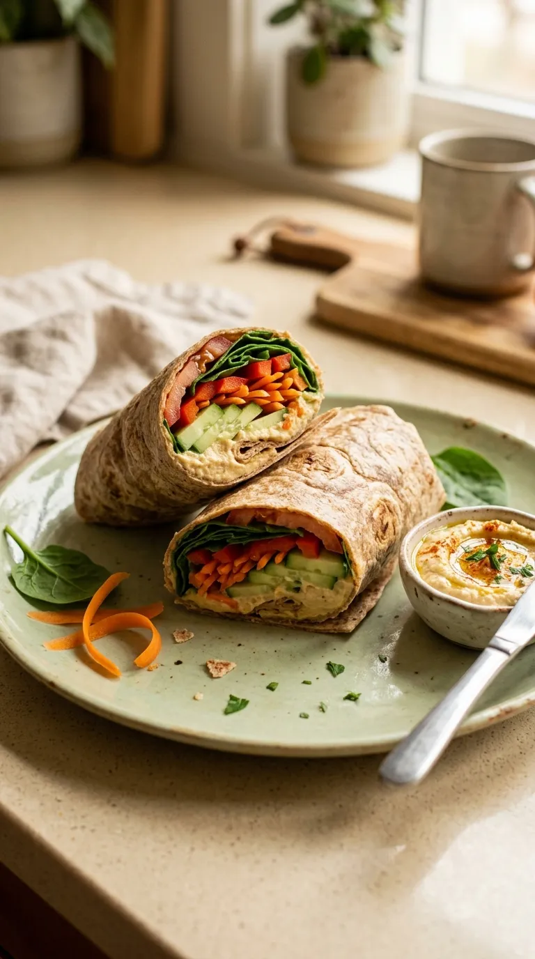 healthy meals for dorm room Hummus Veggie Wrap