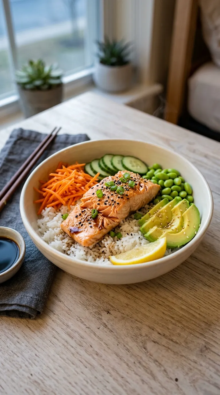 healthy meals for dorm room Salmon Rice Bowl