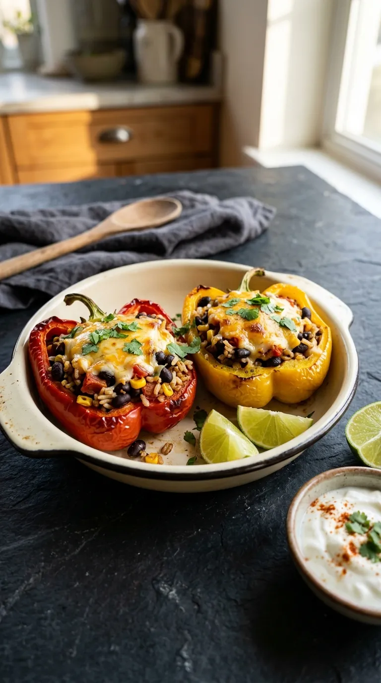 healthy meals for two on a budget Black Bean Stuffed Peppers