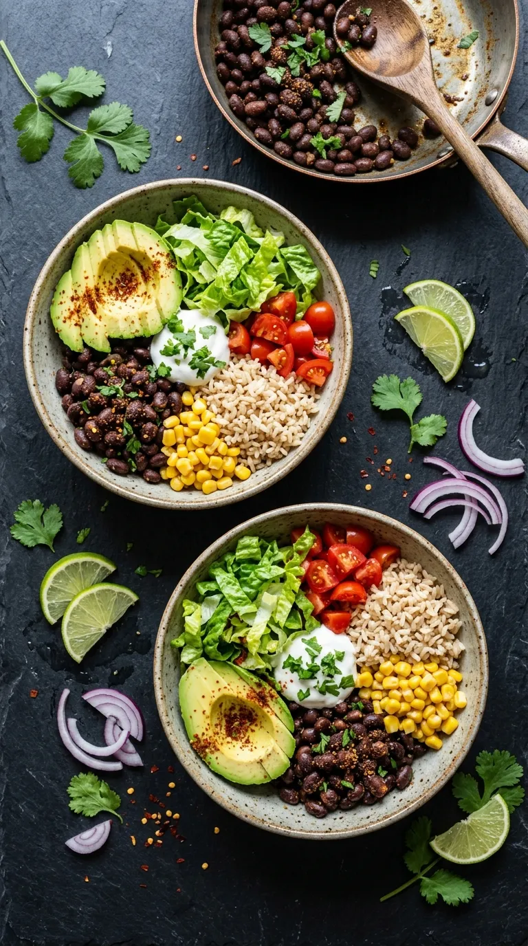 healthy meals for two on a budget Black Bean Taco Bowls