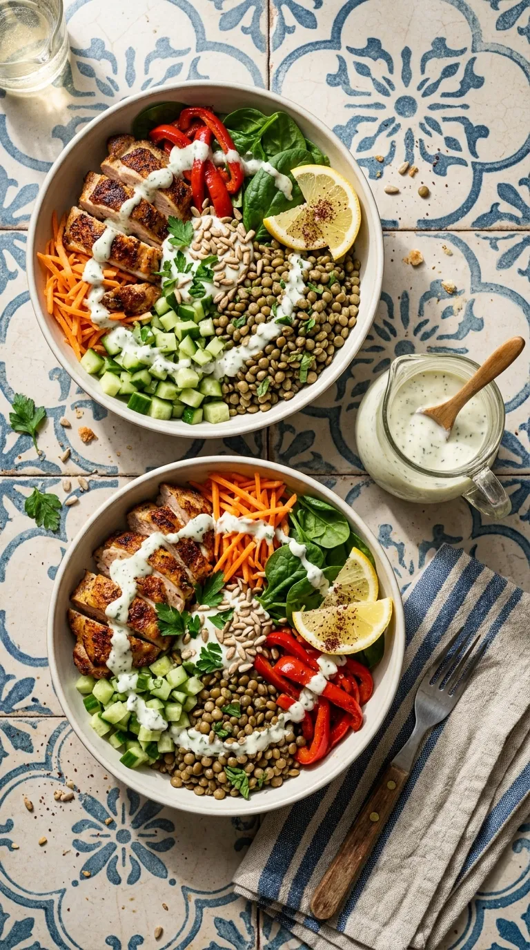 healthy meals for two on a budget Chicken Lentil Bowls