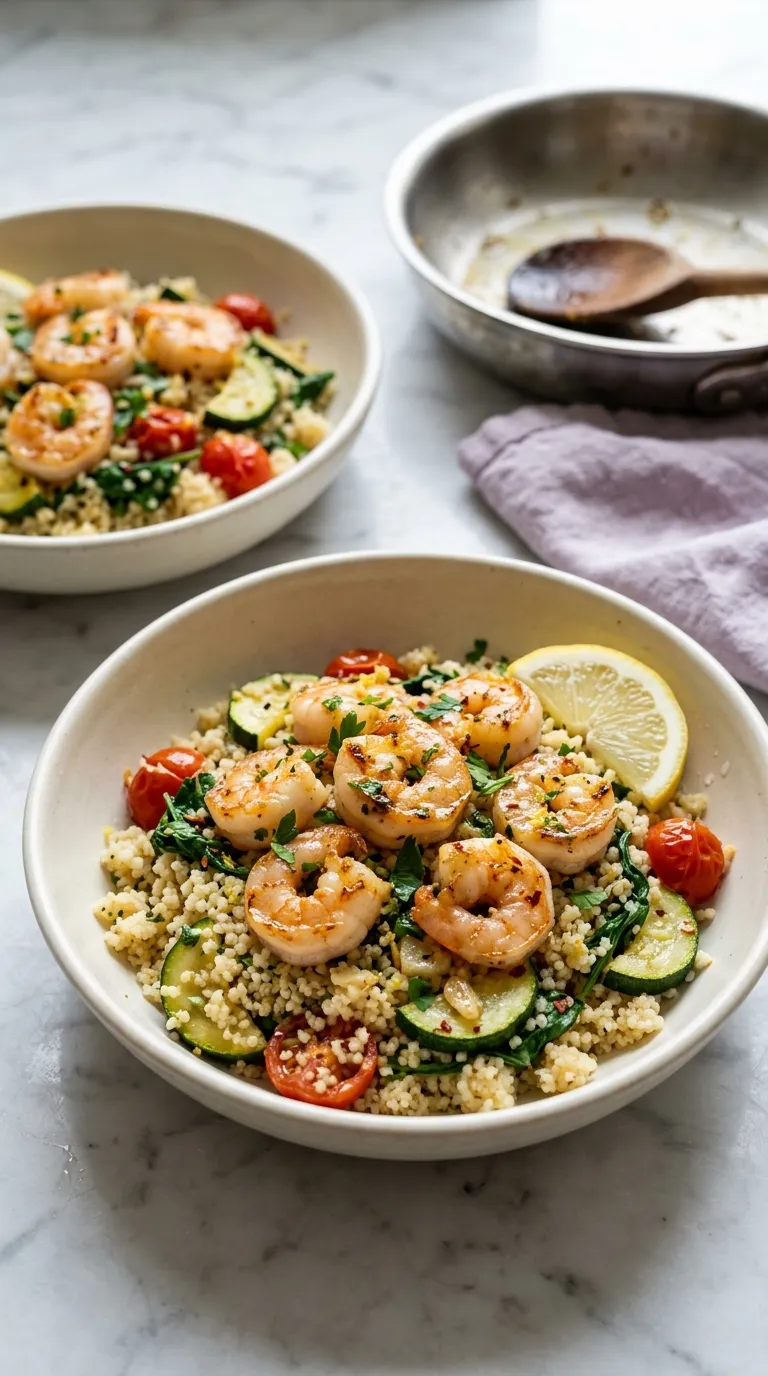 healthy meals for two on a budget Garlic Shrimp Couscous