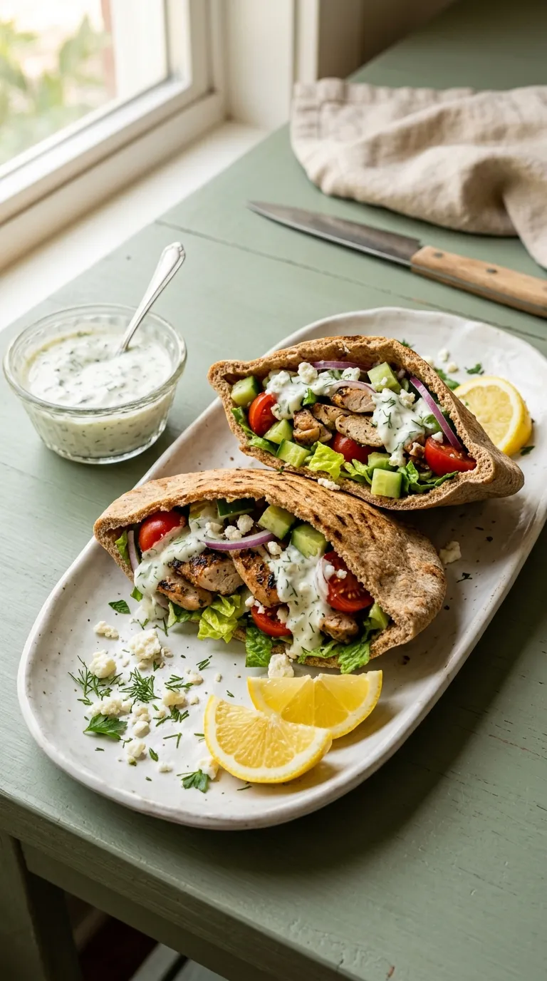 healthy meals for two on a budget Greek Chicken Pitas