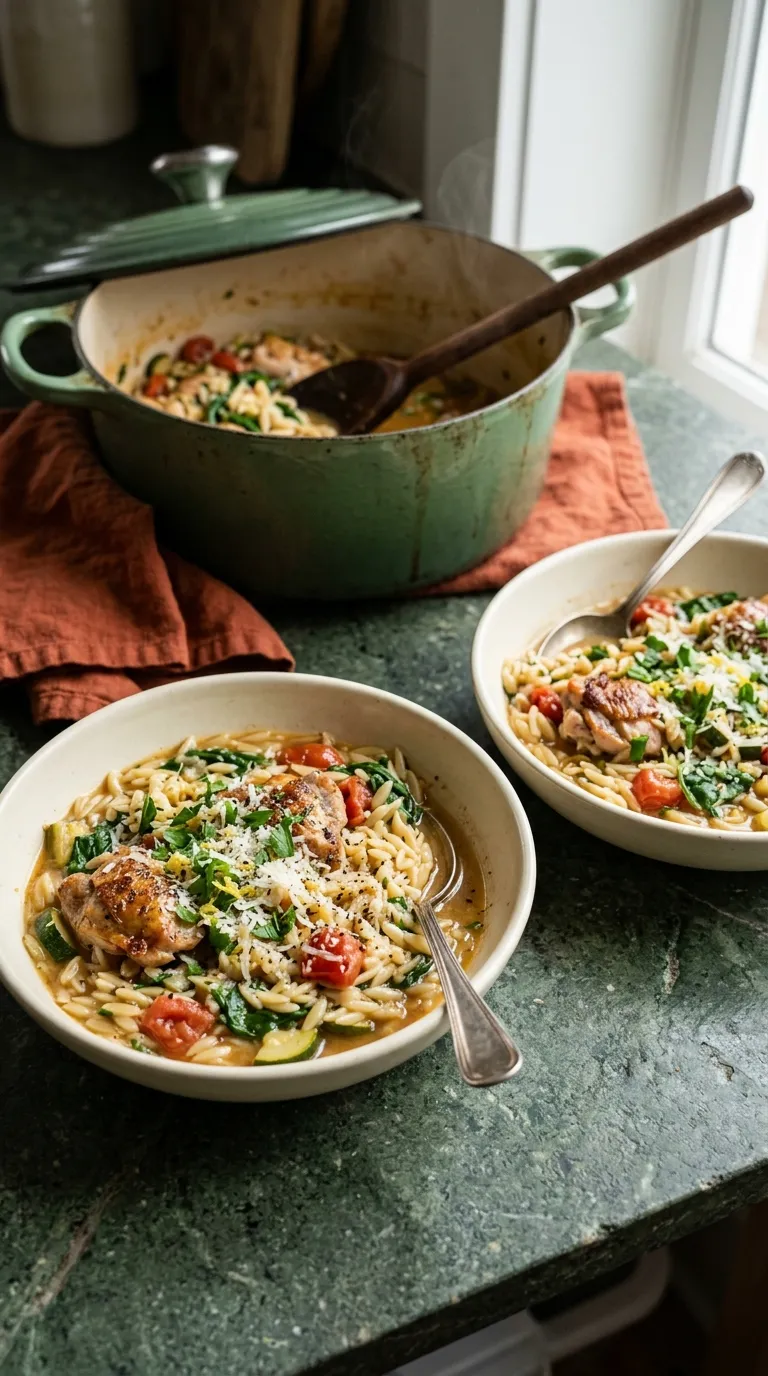 healthy meals for two on a budget One Pot Chicken Orzo