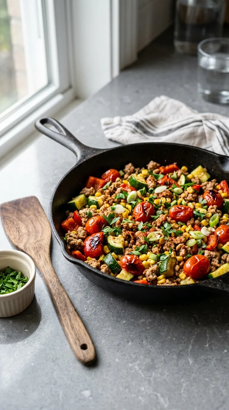 healthy meals for two on a budget Turkey Veggie Skillet