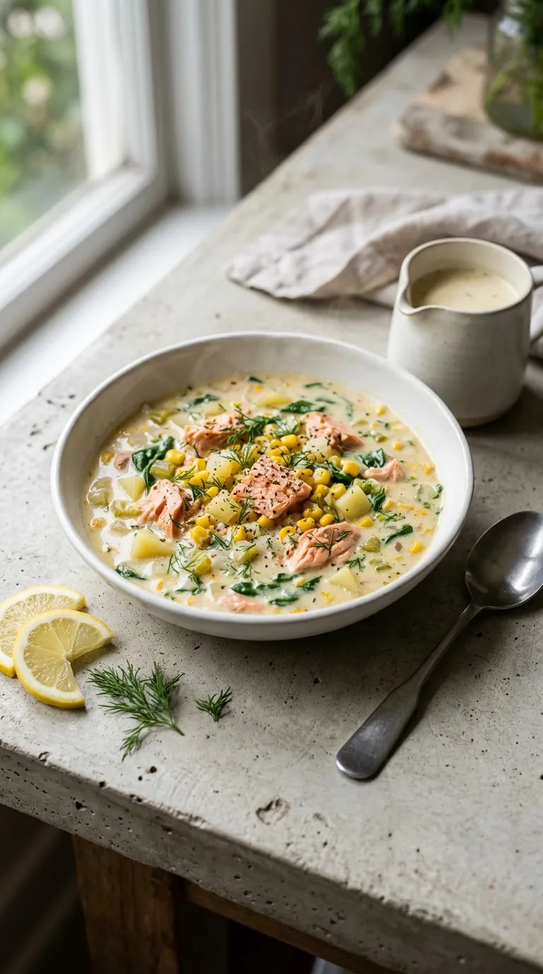 healthy meals with canned ingredients Salmon Corn Chowder