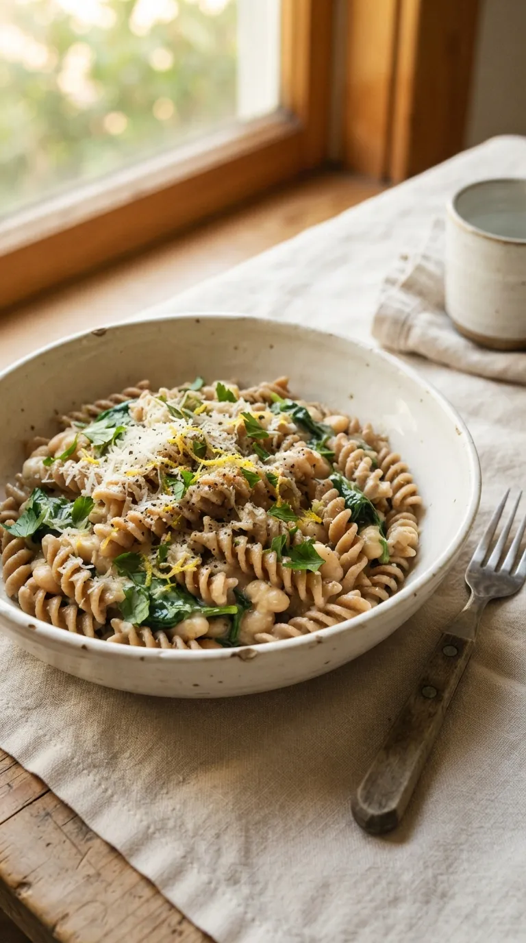 healthy meals without meat for beginners Spinach Bean Pasta