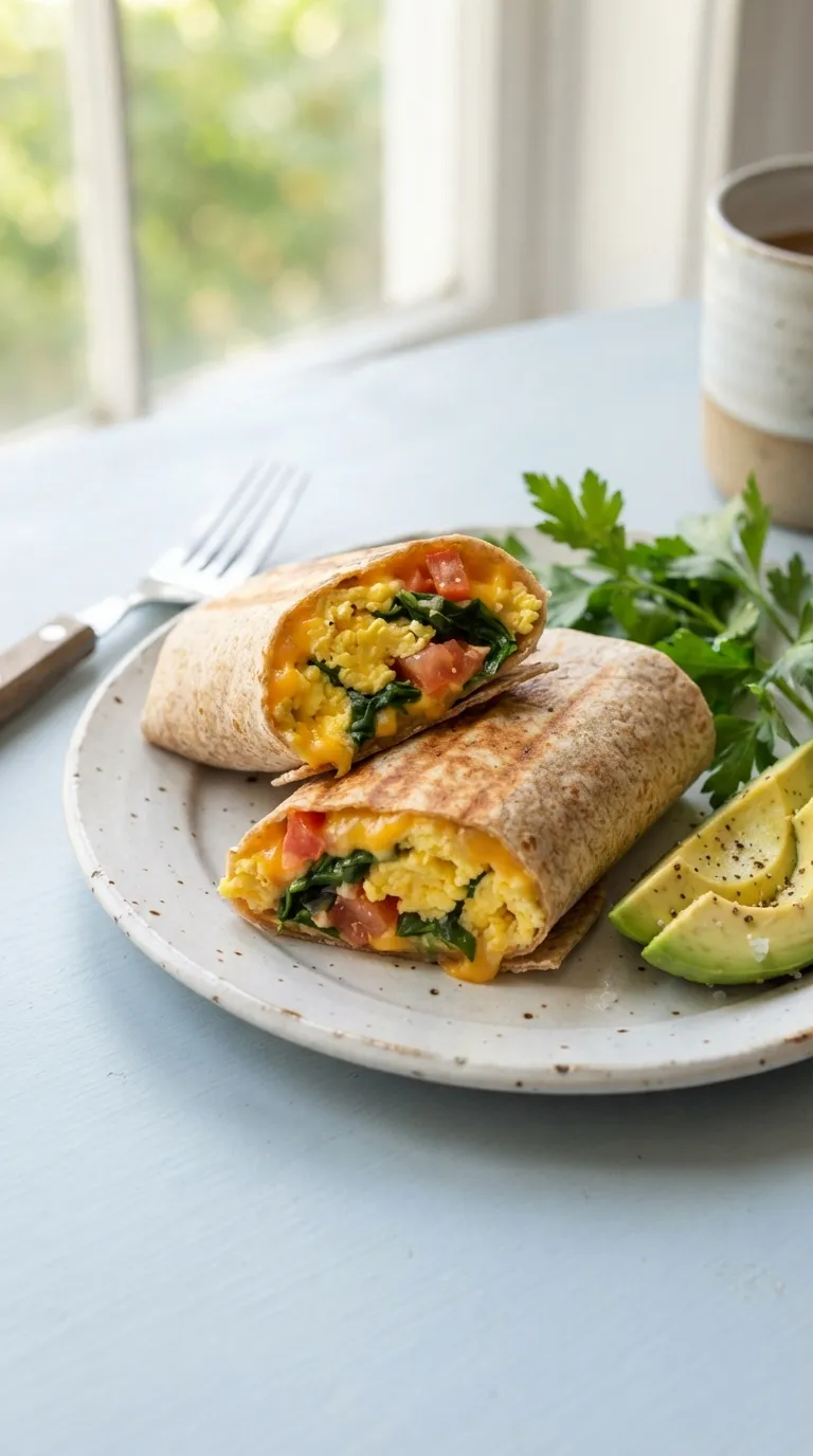 healthy meals without meat for beginners Spinach Egg Wrap