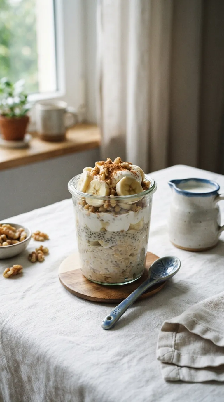 high protein breakfast ideas for weight loss Banana Walnut Overnight Oats