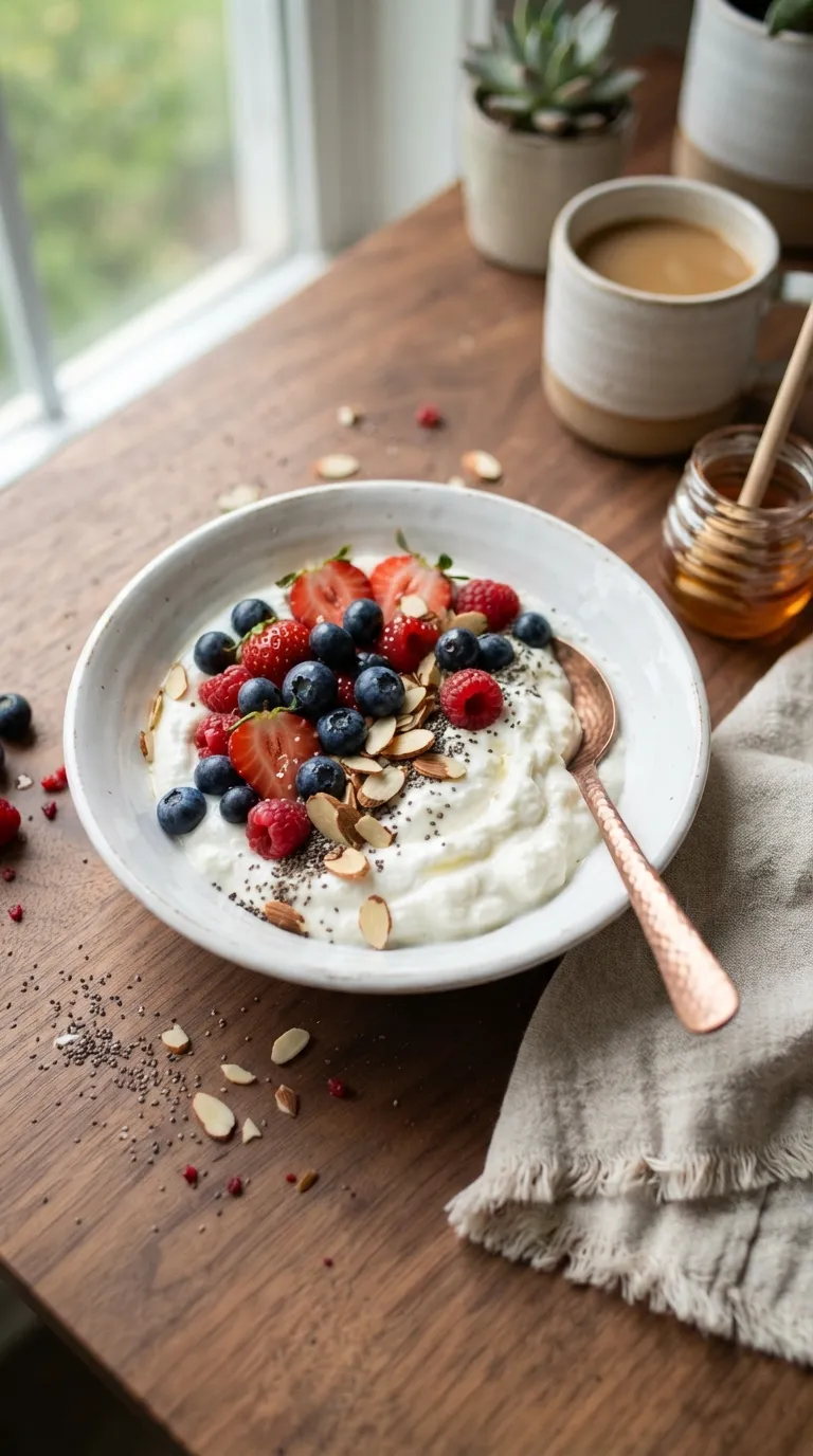 high protein breakfast ideas for weight loss Berry Greek Yogurt Bowl