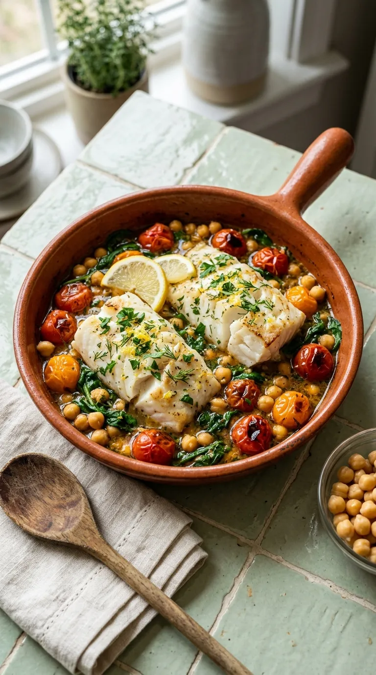 high protein dinner recipes for muscle building Cod Chickpea Skillet