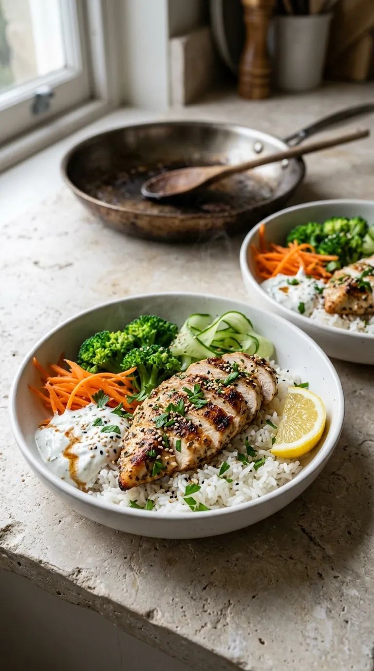 high protein dinner recipes for muscle building Garlic Chicken Rice Bowls