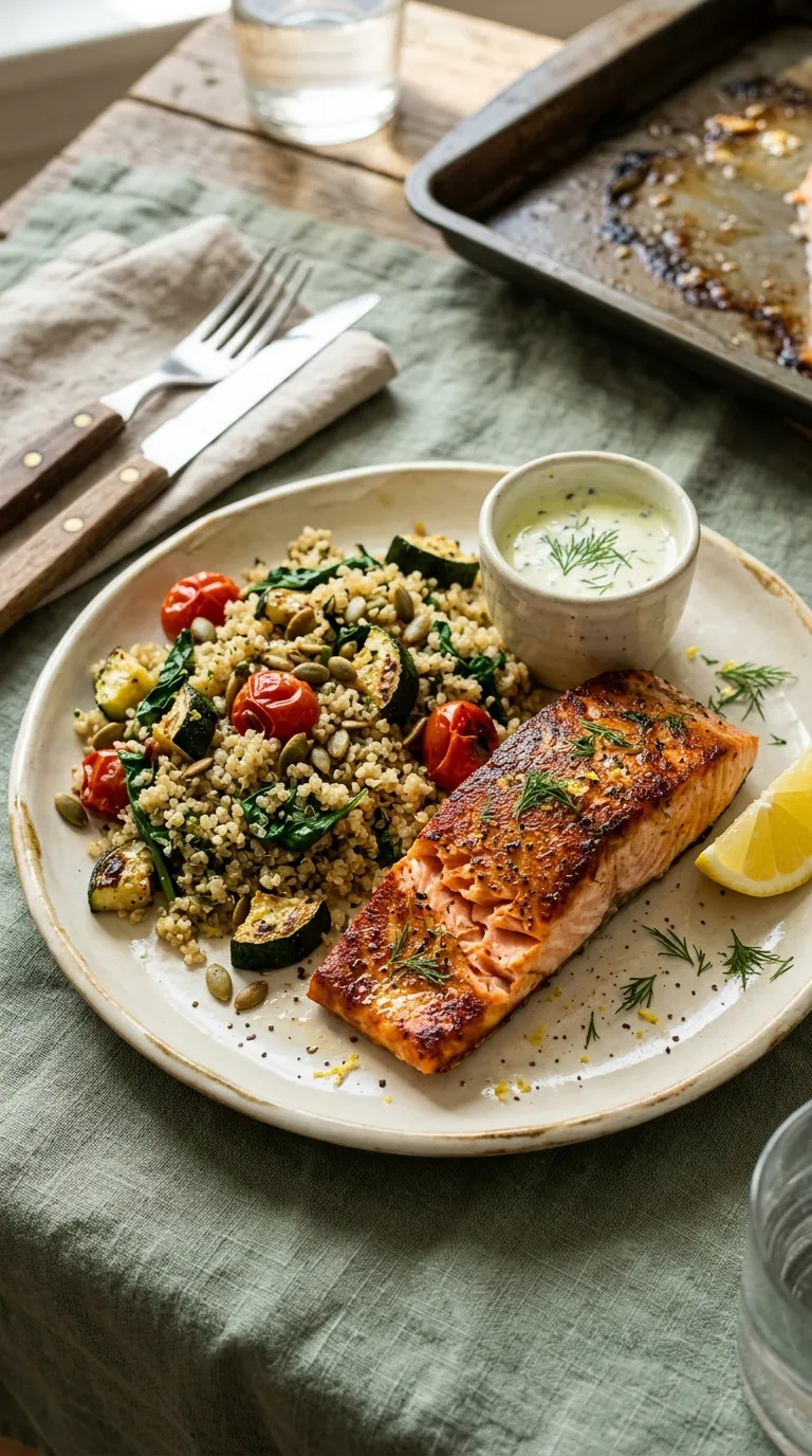 high protein dinner recipes for muscle building Salmon Quinoa Plates