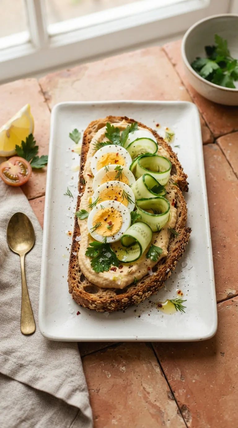 high protein snacks for kids Hummus Egg Toast