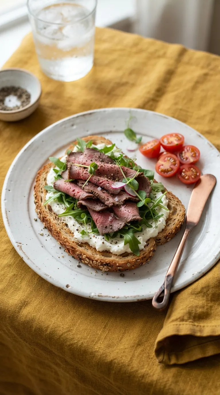 high protein snacks for meal prep Beef Cottage Cheese Toasts