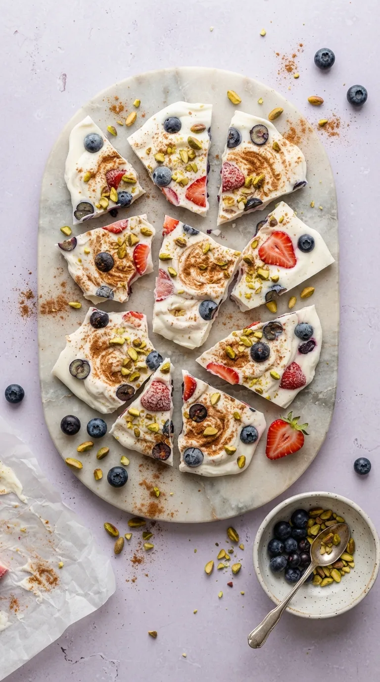 high protein snacks for meal prep Cinnamon Yogurt Bark