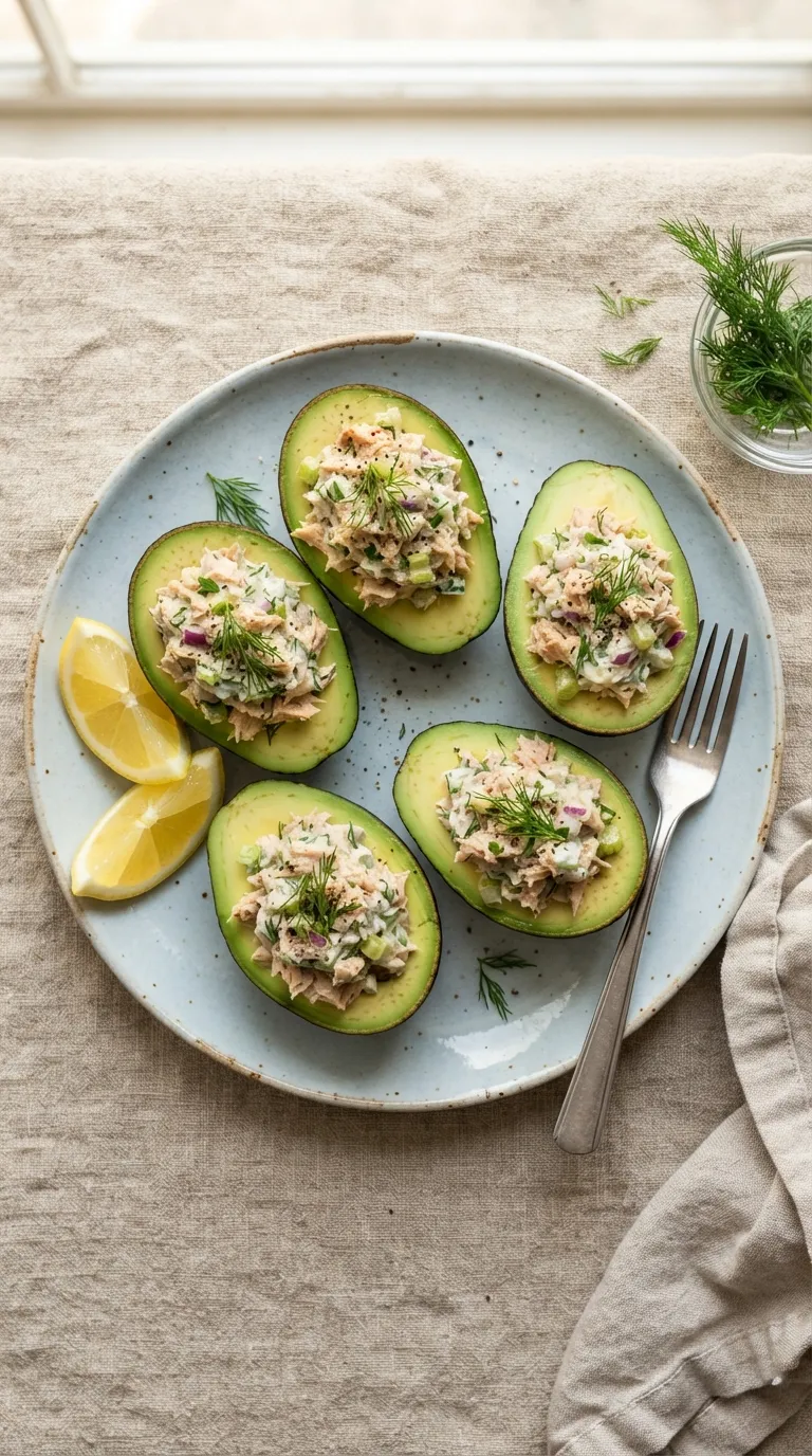high protein snacks for meal prep Tuna Avocado Boats