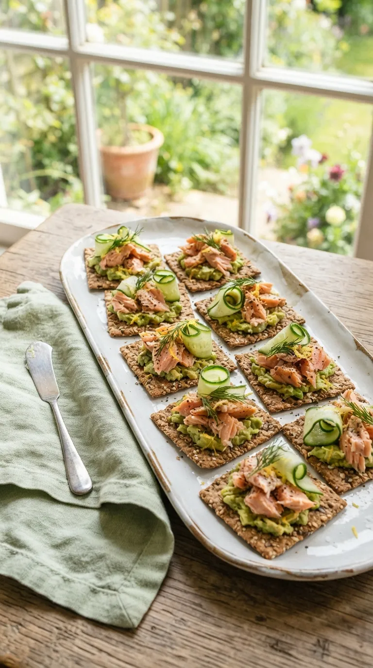high protein snacks for muscle building Salmon Avocado Crackers