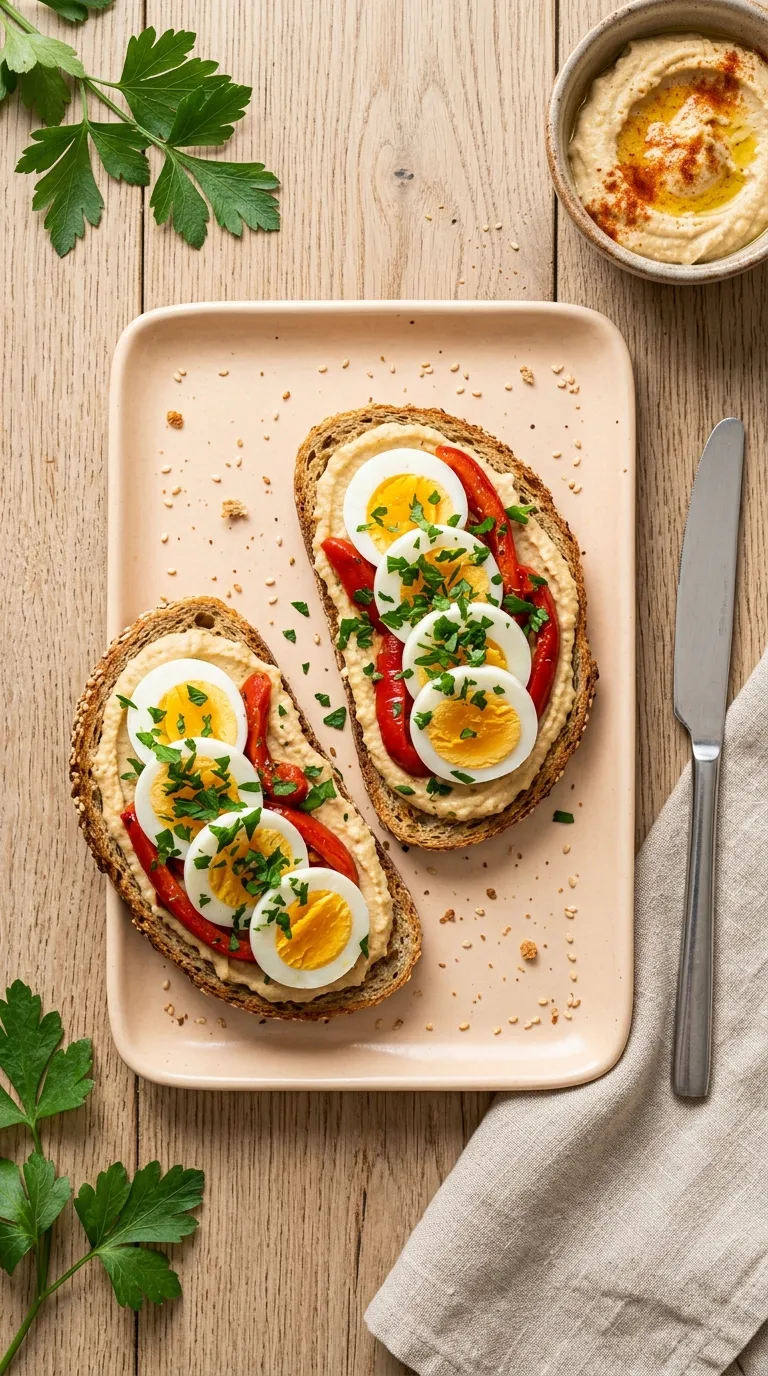 high protein snacks for pregnancy Hummus Egg Toast