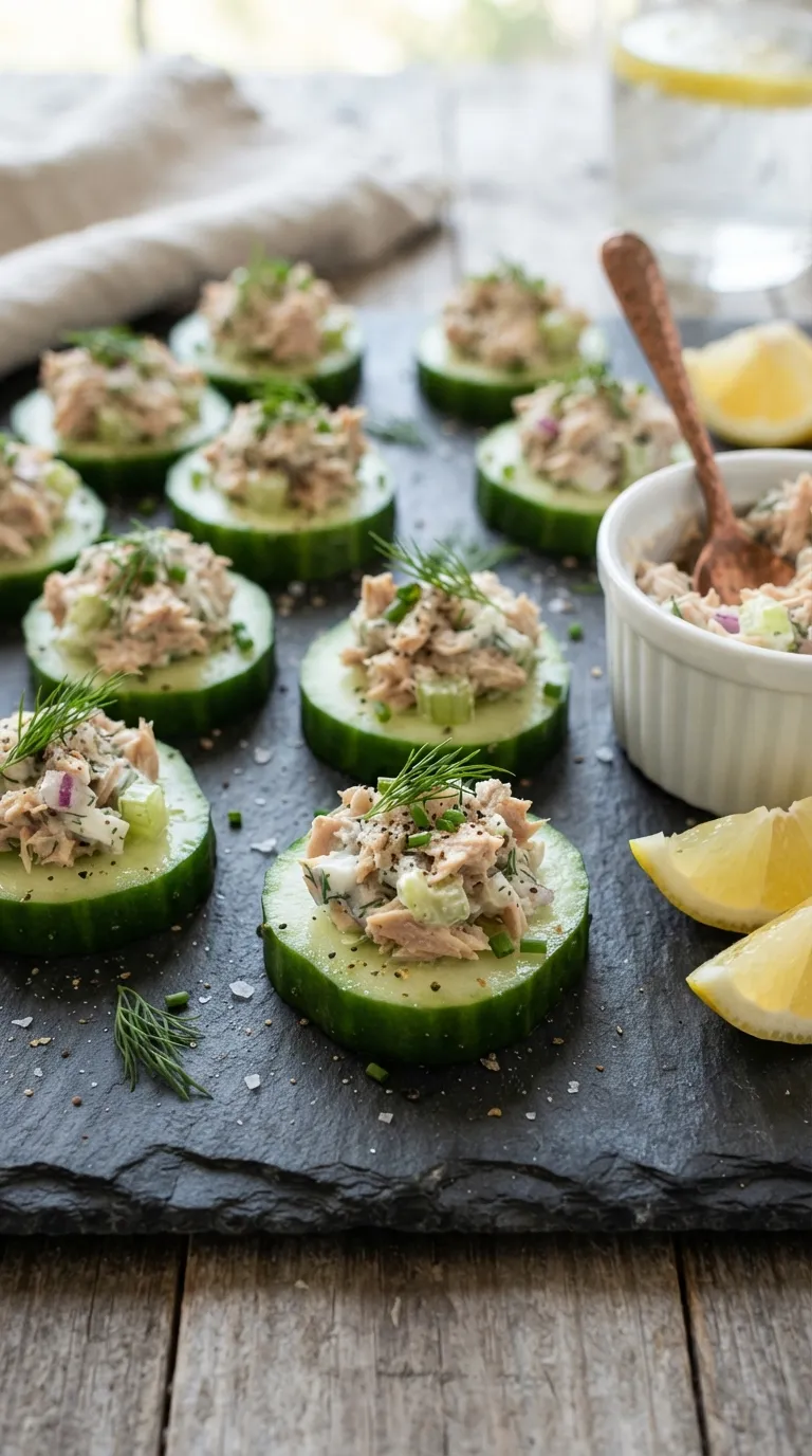 high protein snacks for weight loss Tuna Cucumber Cups