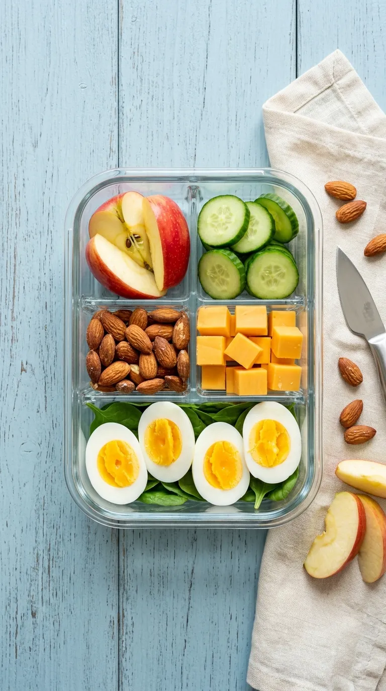 high protein snacks for work desk Almond Egg Snack Box